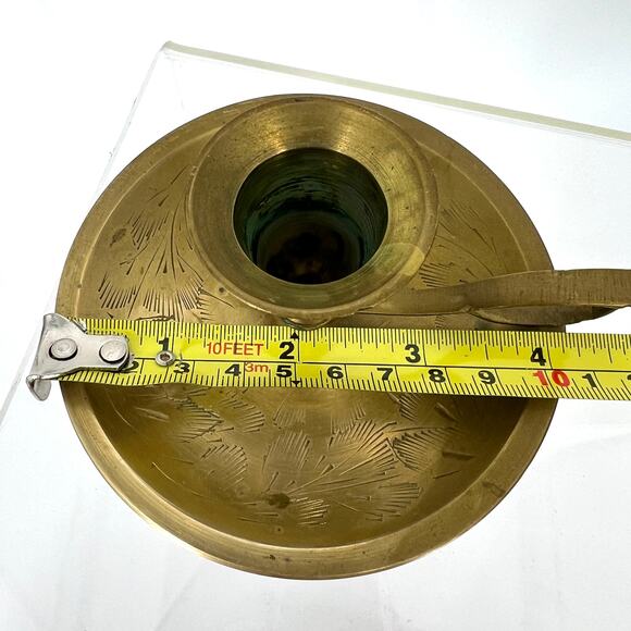 Vintage Pair of Brass Chamberstick Taper Candle Holders India - Picture 6 of 7